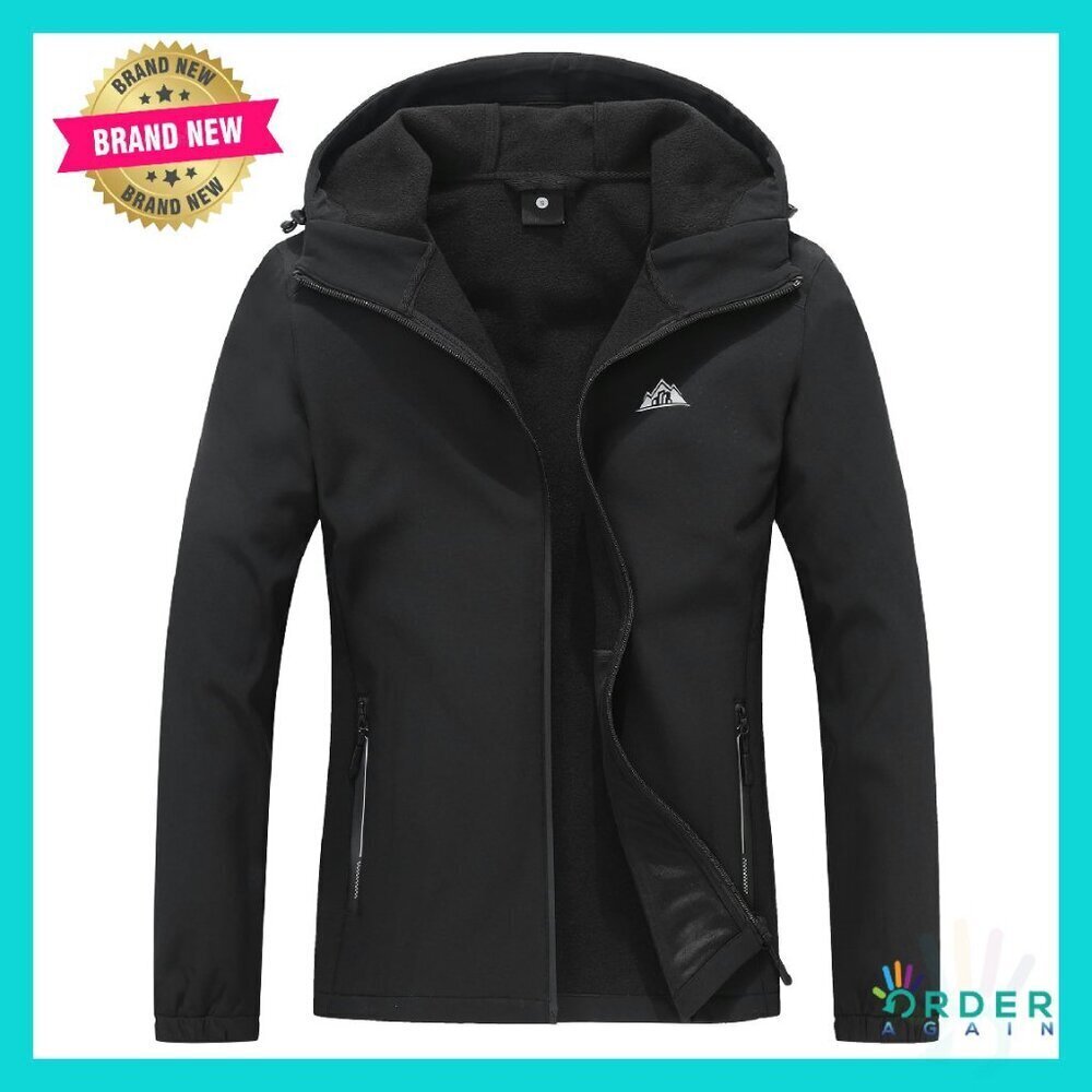 Waterproof Fleece Lined Softshell Jacket Hooded Windbreaker Hiking Activewear